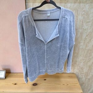 BP Light Gray Velvet V-Neck Sweater, Large